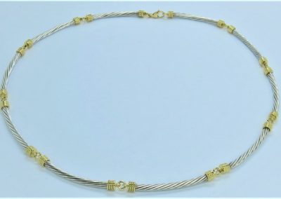 18ct Yellow Gold and Silver bar-link twist necklace