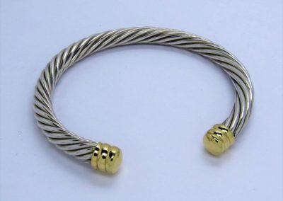 18ct Yellow Gold and Silver twisted cable bangle