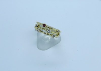 9ct Yellow Gold Ruby and Diamond scatter ring