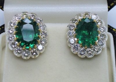 Emerald and diamond cluster earrings