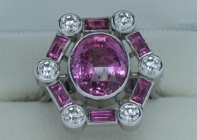 Pink Sapphire and Diamond dress ring