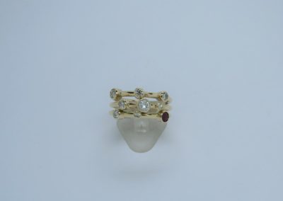 Ruby and Diamond scatter ring in 9ct Yellow Gold